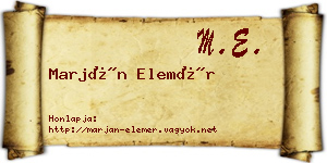 Marján Elemér névjegykártya